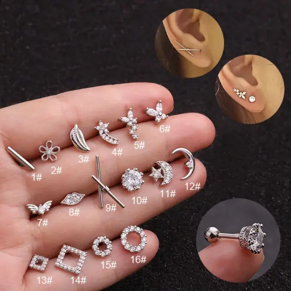 Copper Ear Cartilage Rings & Studs Geometric Waterproof Non Tarnish Surgical Steel Women'S