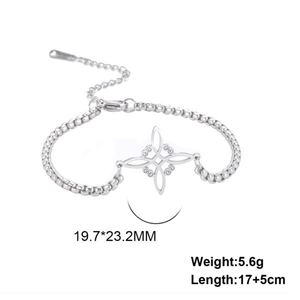 Wholesale Korean style Hot Selling factory straight hair Joker witch knot S-shaped double hole pendant box chain stainless steel bracelet