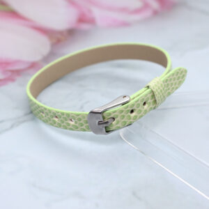 Square steel buckle 8mm snake pattern wristband-light green