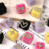 Wholesale Colorful soft candy double-sided heart bow square beads