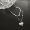 Wholesale Vacuum Plating Real Gold Plated 18K Gold Gold Plating Silver Plated Heart Shape 304 Stainless Steel Fashion Waterproof Non Tarnish Titanium Steel Layered Necklaces