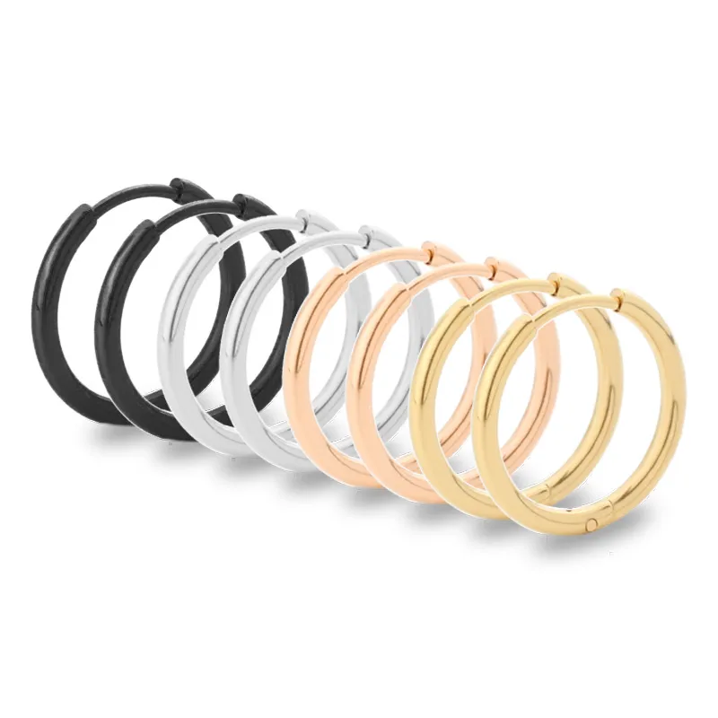 Wholesale Simple Style Solid Color Stainless Steel Hoop Earrings 1 Pair