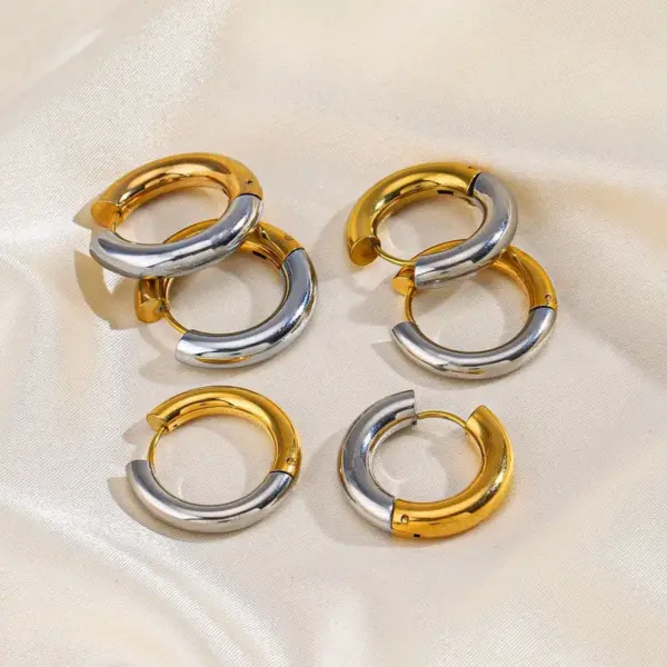 PVD Coated 18K Gold Plated Color Block 304 Stainless Steel Simple Style Commute Waterproof Non Tarnish Earrings