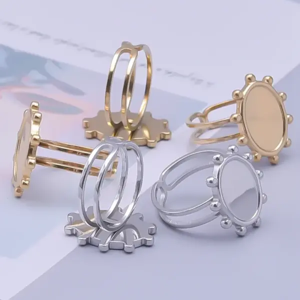 PVD Coated Real Gold Plated 18K Gold Geometric 304 Stainless Steel Simple Style Waterproof Non Tarnish Open Rings