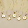 Wholesale Fashion Letter Titanium Steel Inlay Shell Pendant Necklace 1 Piece