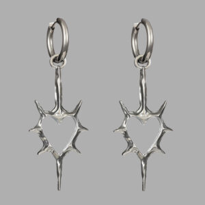 Wholesale Cross-border Amazon Trendy Niche Design Hollow-out Thorns Peach Heart Earrings Lovers Men's and Women's Earrings Earrings Earrings