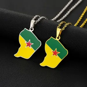 Wholesale Map Of Guiana Map Letter 201 Stainless Steel 304 Stainless Steel Vintage Style Ethnic Style 304 Stainless Steel Pendant Necklace