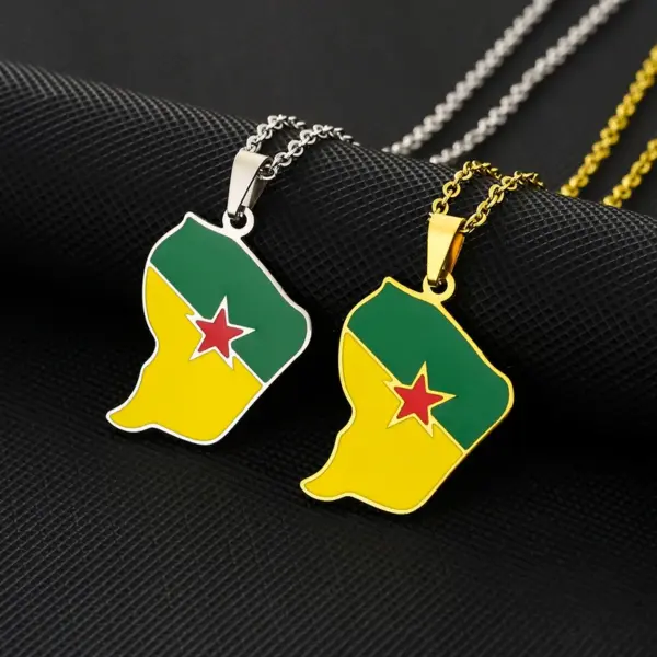 Wholesale Map Of Guiana Map Letter 201 Stainless Steel 304 Stainless Steel Vintage Style Ethnic Style 304 Stainless Steel Pendant Necklace