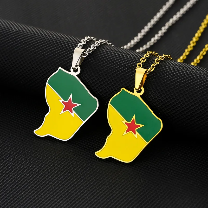 Wholesale Map Of Guiana Map Letter 201 Stainless Steel 304 Stainless Steel Vintage Style Ethnic Style 304 Stainless Steel Pendant Necklace