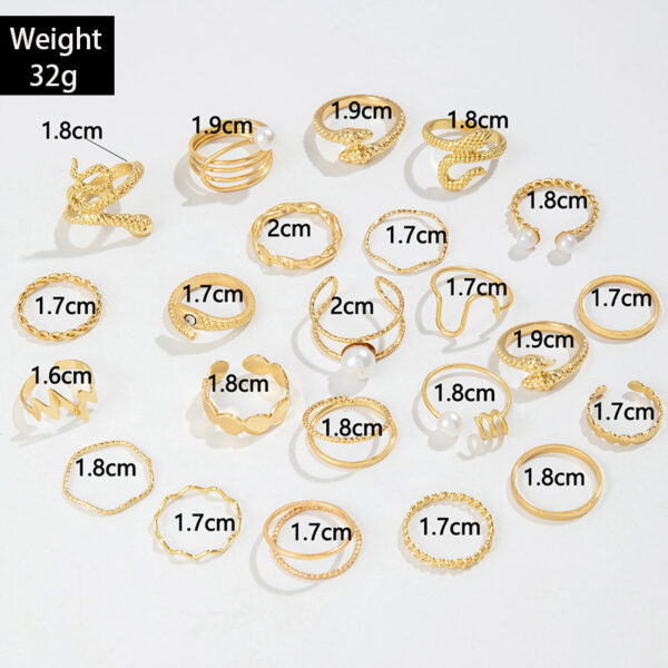 Wholesale Cross-border Retro Butterfly Flower Moon Antique Ring Punk Snake Eye Hollow-out Stacked Joint Ring suit