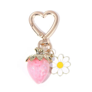 Jelly pink-strawberry daisy keychain