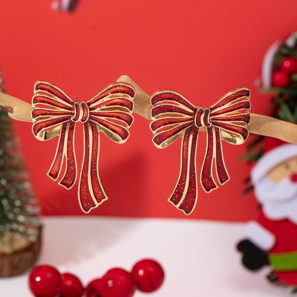 Wholesale Bow Red and Green Christmas Earrings