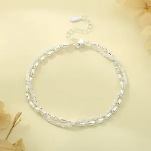 Double Layer Dish Flower Seed Bracelet (Silver)