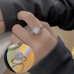 Silver Square Diamond Zircon Ring