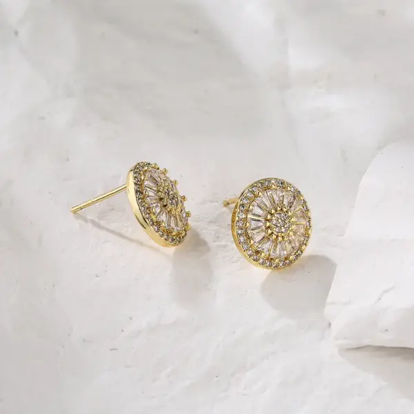 Wholesale Fashion Geometric Inlaid Zircon Copper Zircon Earrings