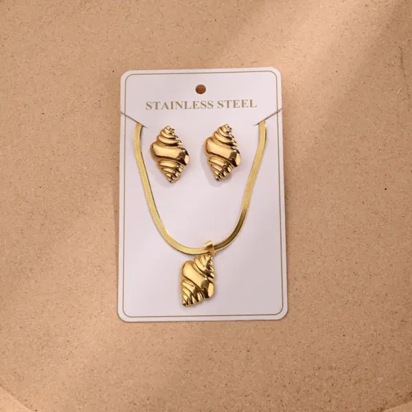 Wholesale Jewelry Casual Vacation Beach Stripe Conch Shell 304 Stainless Steel Electroplating Polishing Plating Snake Chain Jewelry Set