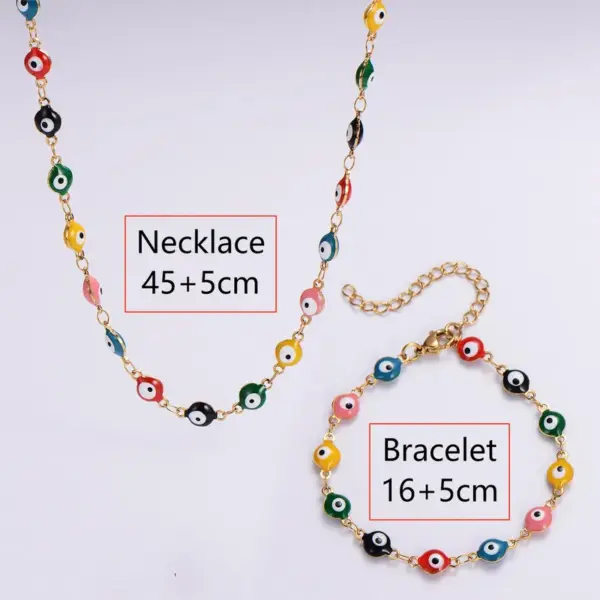 Wholesale PVD Coated 18K Gold Plated Devil'S Eye 304 Stainless Steel Classical Roman Style Waterproof Non Tarnish Bracelets Necklace