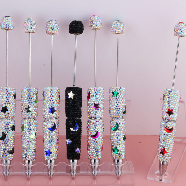 oly-4d7469b9eddf1bca6398b78801380127 Wholesale Cross-border Live Hot Sale Colorful Star Star Moon Zircon Diamond Pen Ceramic Mud Full Diamond Beaded Pen DIY Beaded Aessories