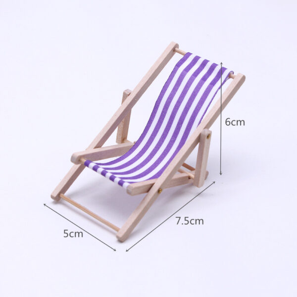 Wholesale Dollhouse Doll House Wooden Beach Chair Model Mini Furniture Outdoor Lounge Chair Miniature Scene Accessories