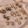 Wholesale PVD Coated Real Gold Plated 18K Gold Geometric 304 Stainless Steel Fashion Waterproof Non Tarnish Earrings