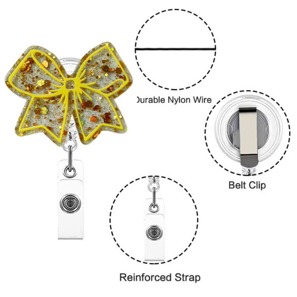Wholesale Acrylic pink bow retractable name tag Badge Reels
