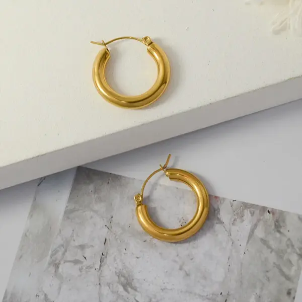 PVD Coated Real Gold Plated 18K Gold Geometric 304 Stainless Steel Fashion Waterproof Non Tarnish Earrings