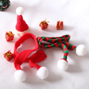 oly-4d83bd2bab7f01491ed8aec06e9a06b6 Wholesale Dollhouse1:12 Dollhouse model mini knitted hat stretch Christmas hat gift with Scarf model