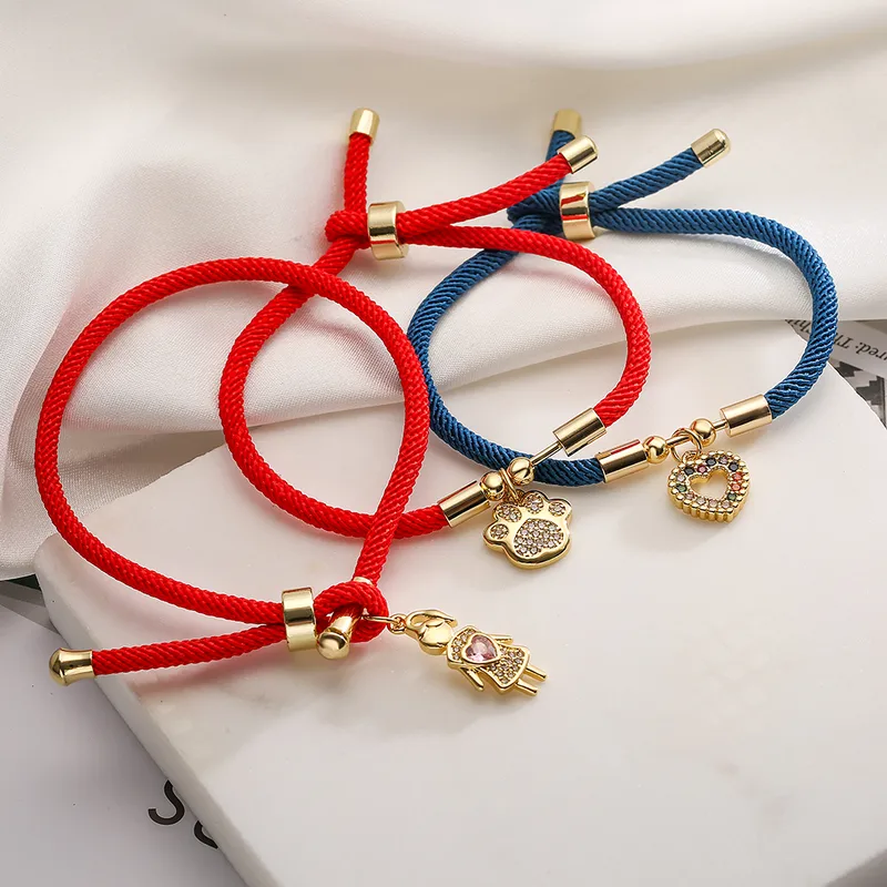 Wholesale Simple Style Commute Heart Shape Copper 18k Gold Plated Zircon Bracelets In Bulk