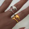 Wholesale PVD Coated Real Gold Plated 18K Gold Dolphin 304 Stainless Steel Cute Vacation Beach Waterproof Non Tarnish Rings