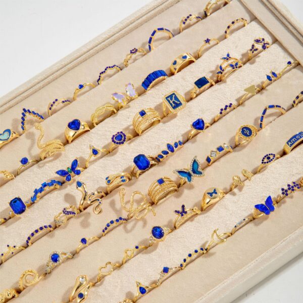 Wholesale Mixed batch of 15 diamond-studded butterfly and snake-shaped love rings