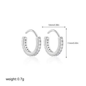 Zircon Earrings Silver (One Piece)