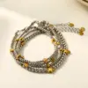 Square Star Vacuum Plating (In Furnace) 18K Real Gold Plated 303 Stainless Steel No Inlay Material Beaded Chain Bracelet For Women