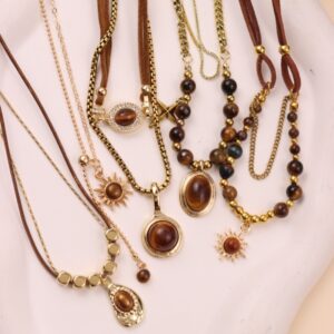 Wholesale Tiger's Eye Pendant Double Necklace