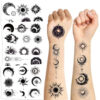 Wholesale New black and white sun and moon tattoo waterproof party gifts funny fun face stickers cross-border