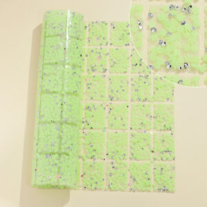 33 fruit green rabbit head + pointed rhinestone style luminous / Geometric special-shaped resin hot-melt adhesive tape [whole piece 24*40cm, small square 3*4cm]