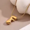 Wholesale Jewelry Casual Modern Style Simple Style Letter 304 Stainless Steel 18K Gold Plated Handmade Polishing Snake Chain Pendant Necklace