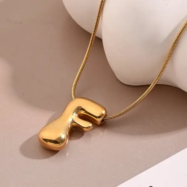 Wholesale Jewelry Casual Modern Style Simple Style Letter 304 Stainless Steel 18K Gold Plated Handmade Polishing Snake Chain Pendant Necklace