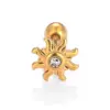 Wholesale 1 Piece Ear Cartilage Rings & Studs Simple Style Sun Flower 316L Stainless Steel Waterproof Non Tarnish Surgical Steel Zircon Ion Plating (IP) 18K Gold Plated