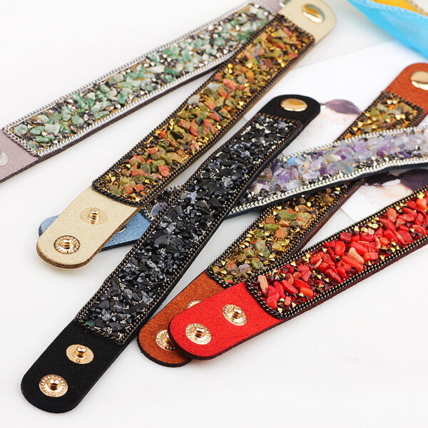 Wholesale leather bracelet crystal gravel color bracelet fashion bracelet