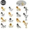 Wholesale 1 Piece Lip Rings Casual Vacation Simple Style Sword Crown Pure Titanium Inlay Zircon 18K Gold Plated Lip Rings