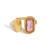 Wholesale PVD Coated 18K Gold Real Gold Plated Geometric Rectangle 304 Stainless Steel Elegant French Style IG Style Waterproof Non Tarnish Open Rings