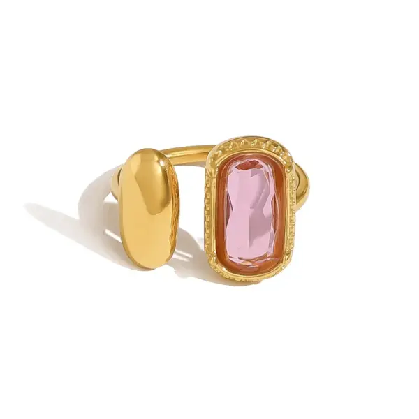 Wholesale PVD Coated 18K Gold Real Gold Plated Geometric Rectangle 304 Stainless Steel Elegant French Style IG Style Waterproof Non Tarnish Open Rings