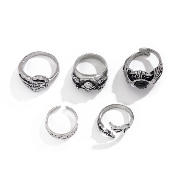 oly-4dc6313dab35a776f3ff2498fb30cbb0 Wholesale Fashion Gothic Style Skull Gemstone Ring Men's Trendy Hip-Hop Niche Men's Personalized Ring Bracelet Set