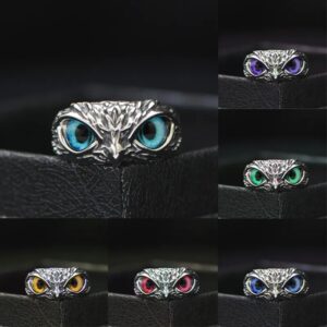 Wholesale Devil's Eye Owl Ring Retro Creative Exaggerated Animal Couple Opening Adjustable Ring Cross-Border