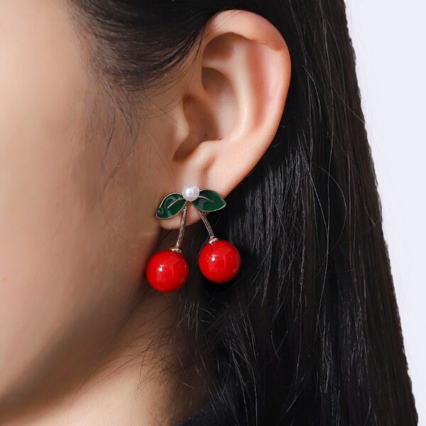 Wholesale Internet Celebrity New Jennie Same Style Earrings Cherry South Korea Internet Celebrity Cute Elegant Simple Super Cute Red Earrings
