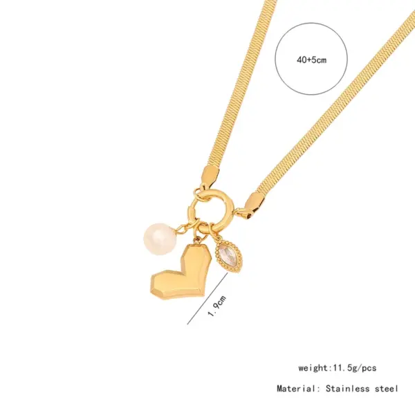 Wholesale 18K Gold Real Gold Plated 304 Stainless Steel Ion Plating (IP) Zircon Heart Shape Bow Knot Waterproof Non Tarnish Elegant Pendant Necklace For Women's