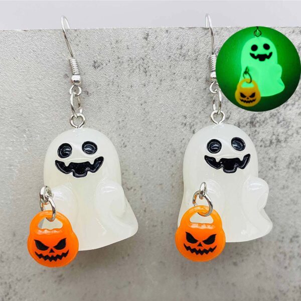 Wholesale Halloween 3D Glow-in-the-Dark Ghost Pumpkin Candy Corn Pendant Earrings