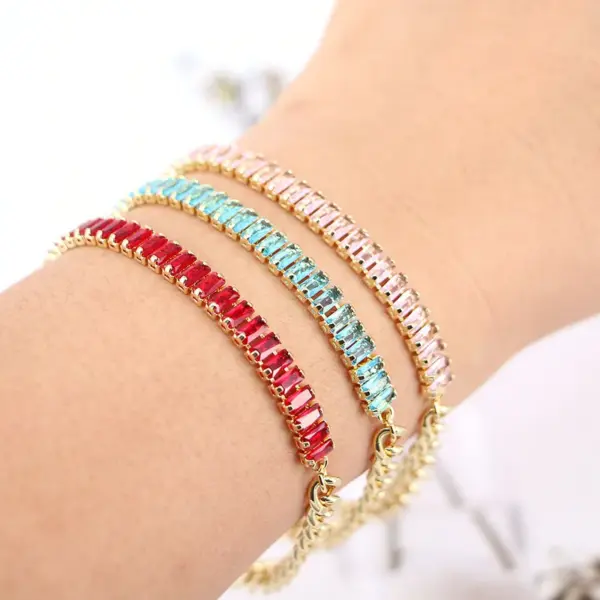 Wholesale Fashion Geometric Copper Plating Artificial Gemstones Bracelets