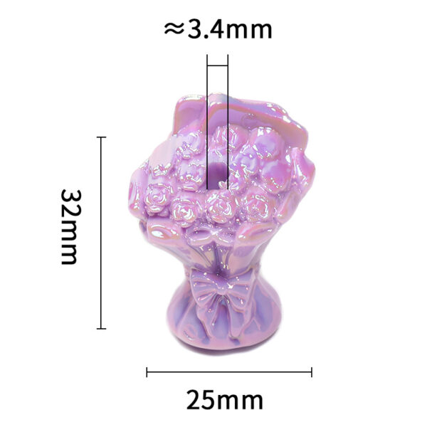 oly-4dcde8c44acd4ada1f2cce13c4bee64d Wholesale UV Colored Bow Hand Flower Vertical Hole Beaded Solid Color Rose Bouquet Acrylic Beads DIY Jewelry Aessories