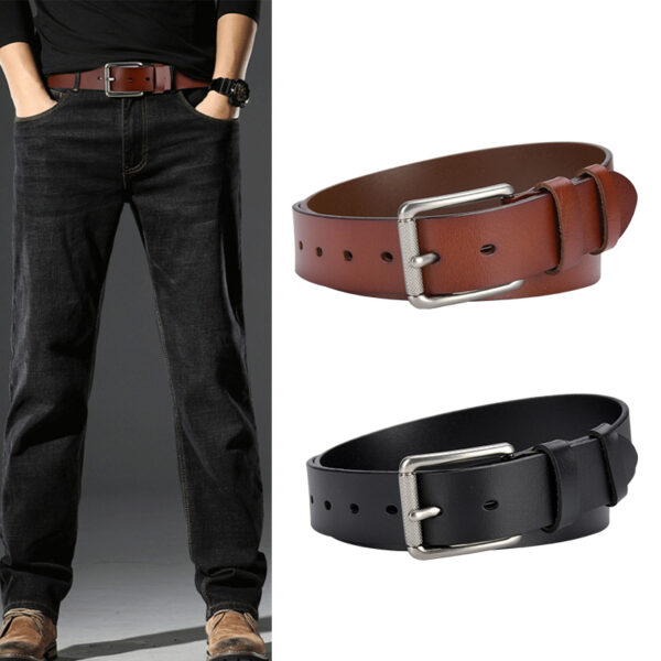 Wholesale real belt pin buckle retro cowhide belt casual pants with